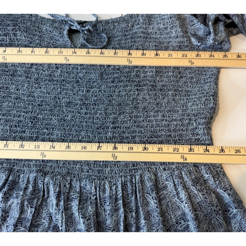 ABLE Joyce Smocked Maxi Dress Womens 2X Blue Midnight Paisley Tiered Boho - Picture 9 of 11